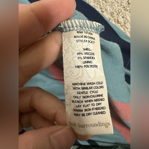 Soft Surroundings Blue and Pink One Shoulder Maxi size Petite Medium - Picture 9 of 10